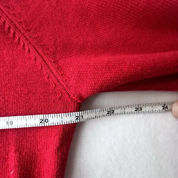 Berek Christmas Mrs. Claus Sweater Fur Cowl Neck Red Ivory Pullover Sequin XL - Picture 11 of 15